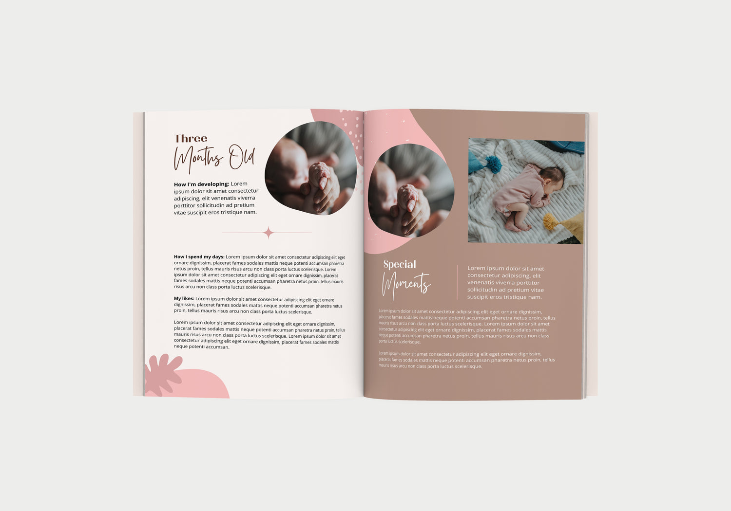 Dujourbaby pink girl baby book milestone pages
