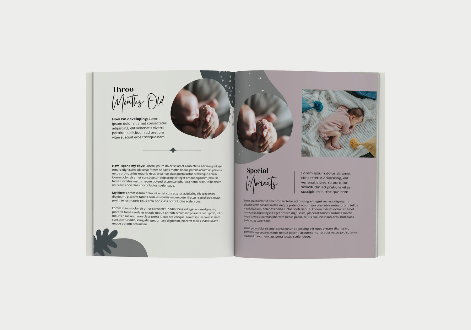 Dujourbaby gender neutral baby book milestone pages