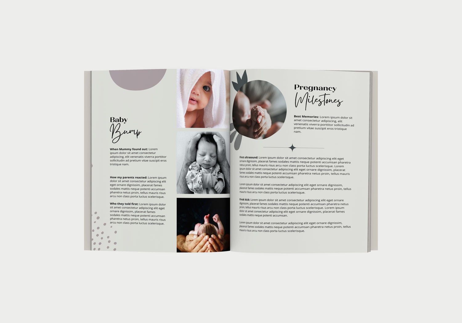 Dujourbaby gender neutral baby book Nordic noir pregnancy pages