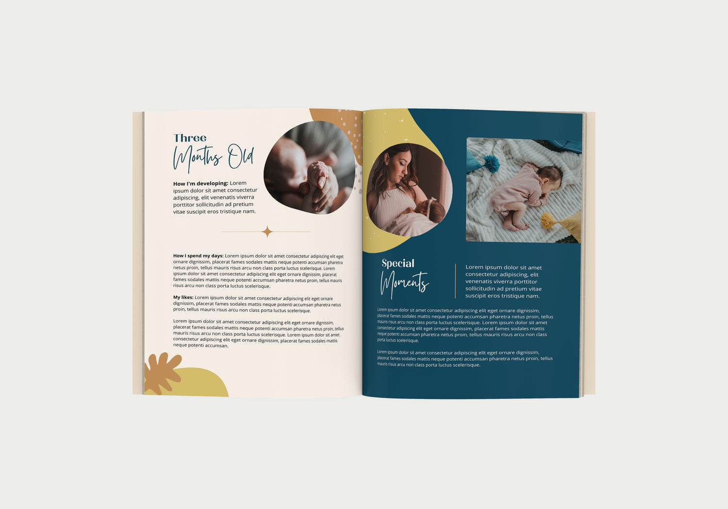 Dujourbaby gender neutral baby book milestone pages